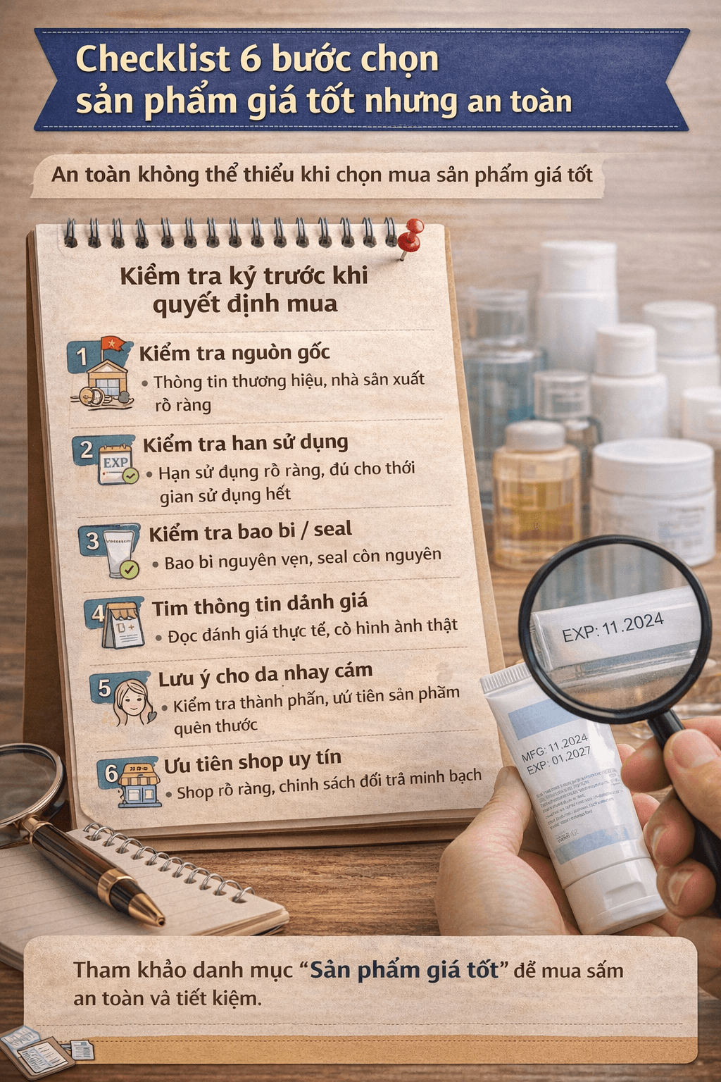 Checklist 6 bước chọn sản phẩm giá tốt nhưng an toàn