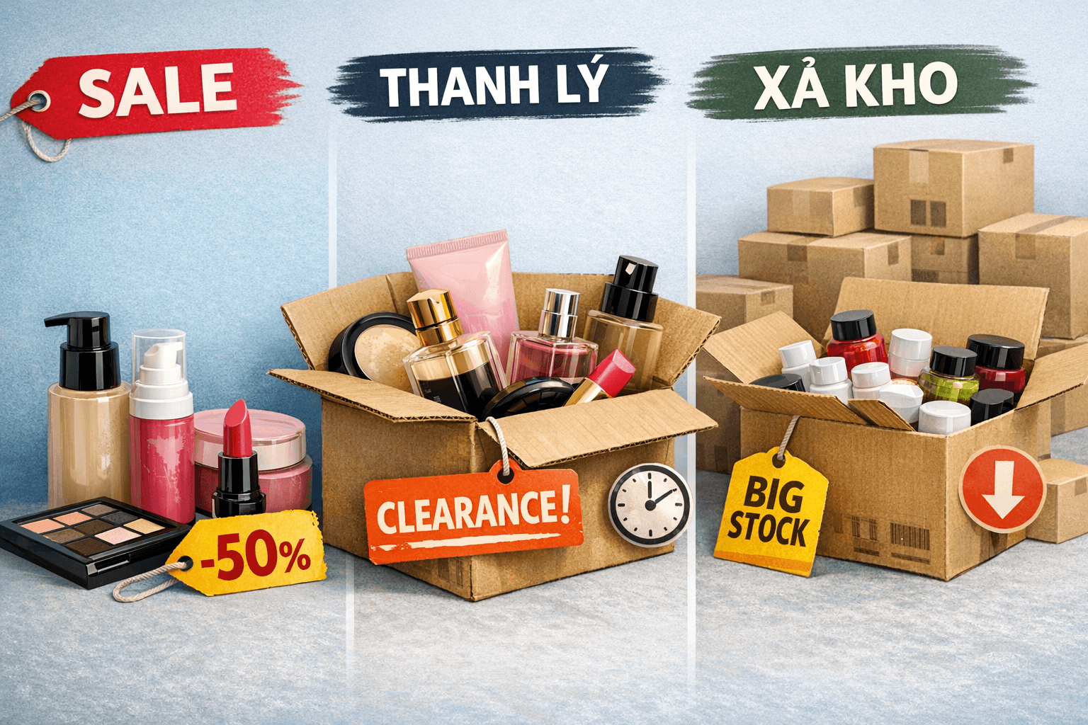 Mỹ phẩm giá rẻ - phân biệt sale thanh lý xả kho