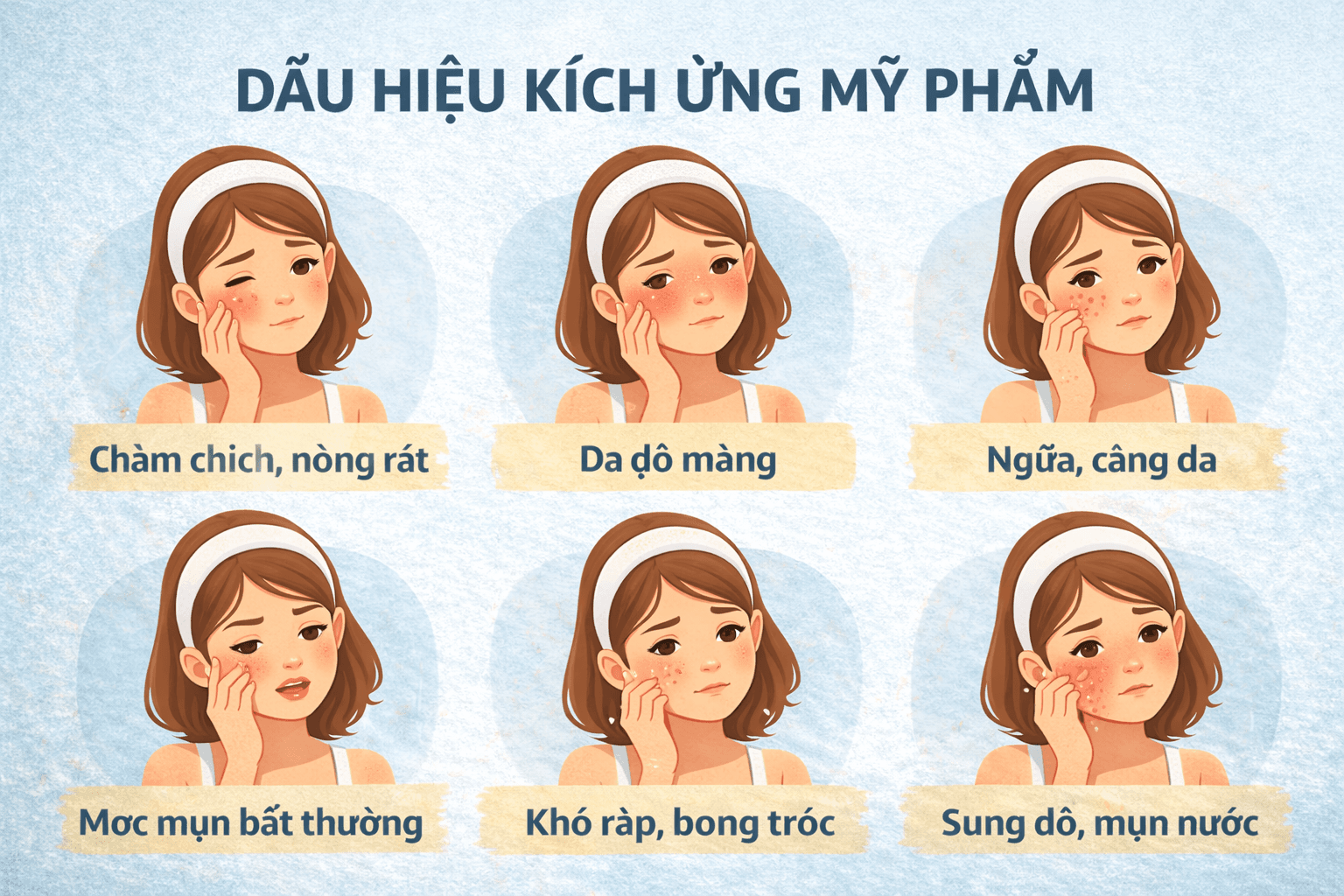 Dấu hiệu da bị kích ứng mỹ phẩm