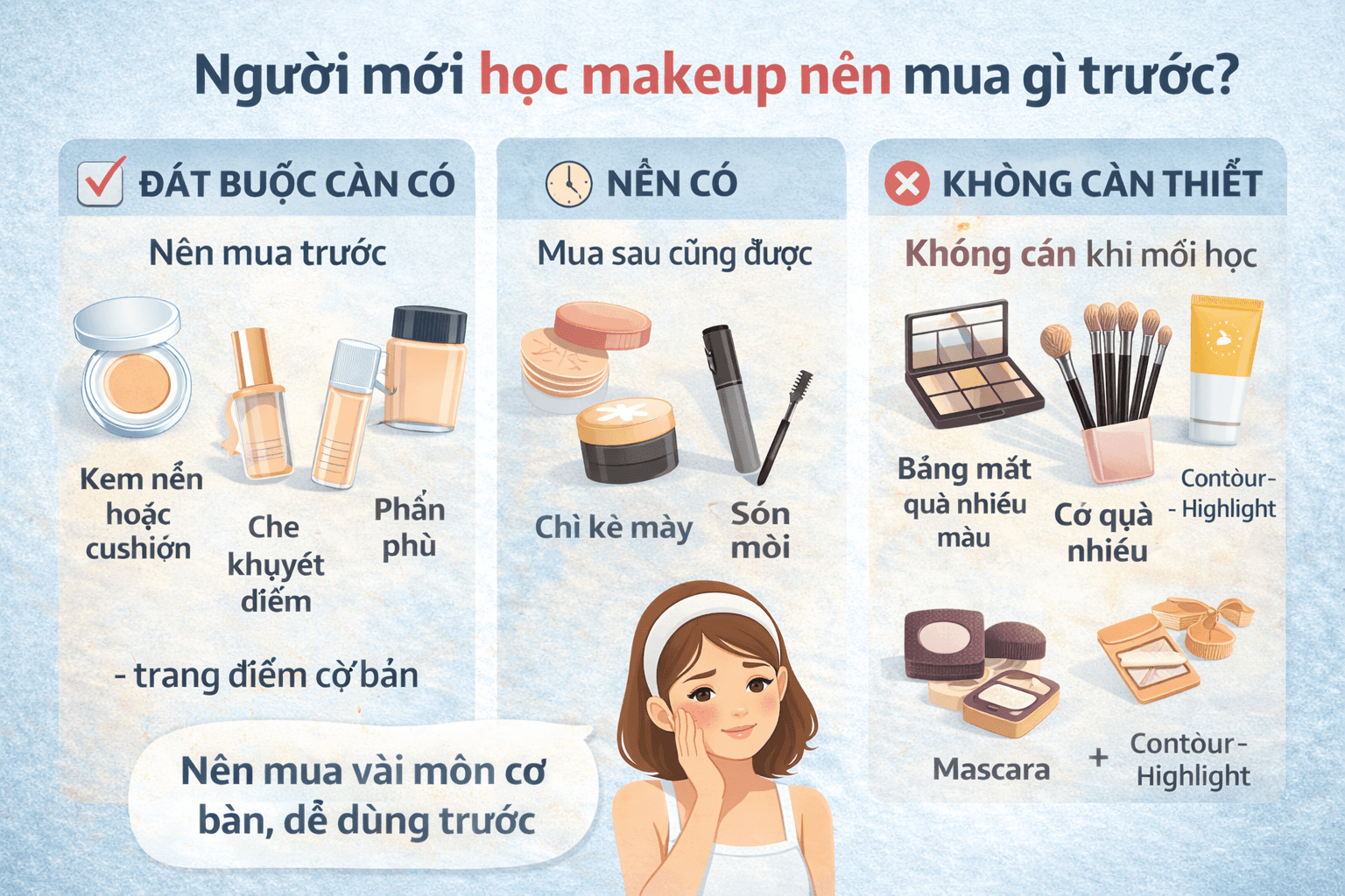 Người mới học makeup nên mua gì